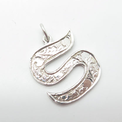 SIAM 925 Sterling Silver Vintage Letter "S" Initial Textured Pendant
