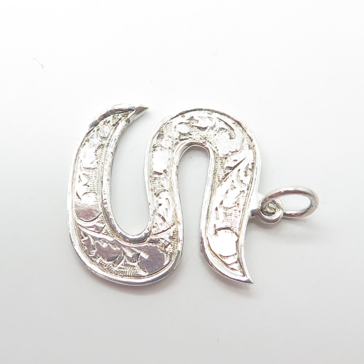 SIAM 925 Sterling Silver Vintage Letter "S" Initial Textured Pendant