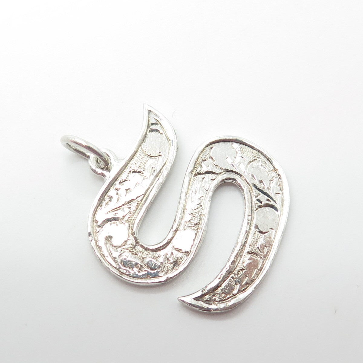 SIAM 925 Sterling Silver Vintage Letter "S" Initial Textured Pendant