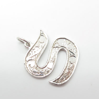 SIAM 925 Sterling Silver Vintage Letter "S" Initial Textured Pendant