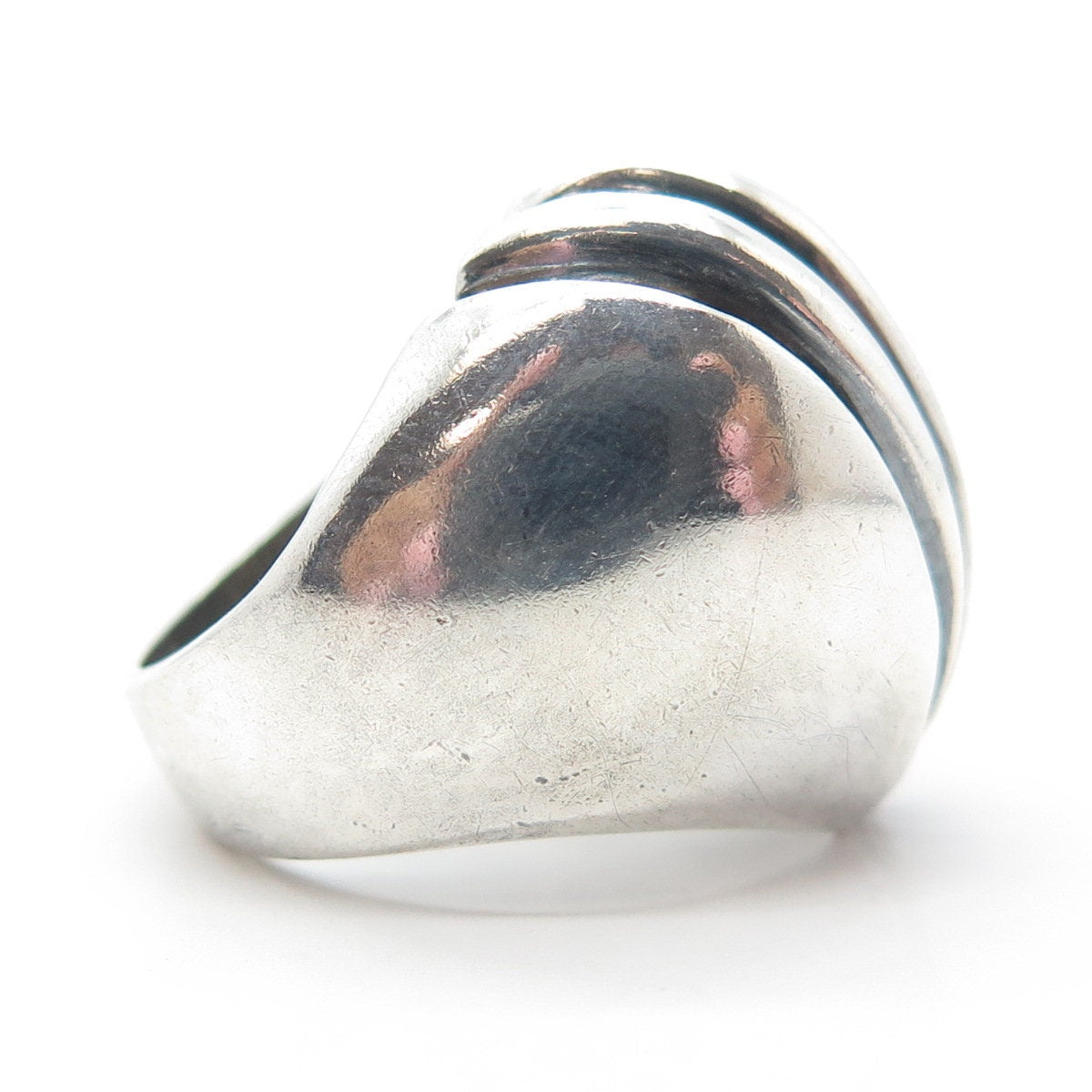 925 Sterling Silver Vintage Ribbed Domed Ring Size 6