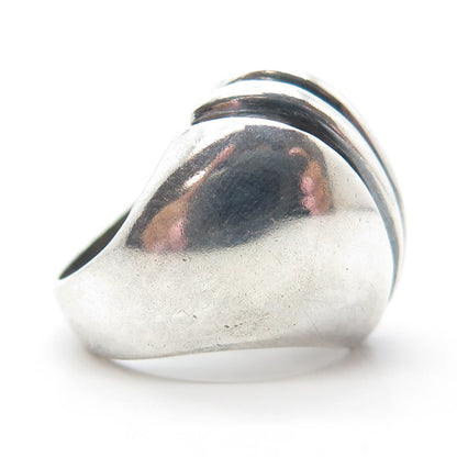 925 Sterling Silver Vintage Ribbed Domed Ring Size 6