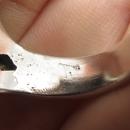 12K 2-Tone Gold & Sterling Silver Black Onyx Eagle Statement Ring Size 10