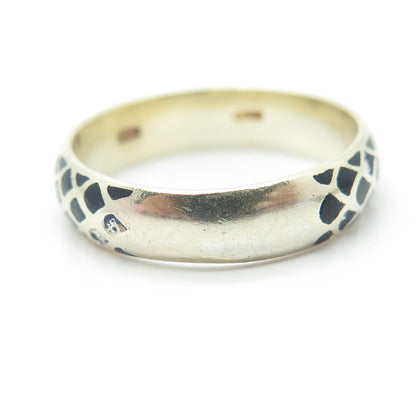 916 Silver Vintage Eastern Europe Enamel Band Ring Size 10