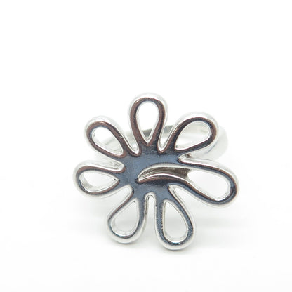 925 Sterling Silver Floral Swirl Cocktail Ring Size 8.5