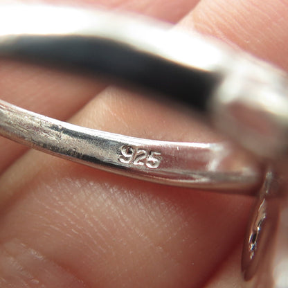 925 Sterling Silver Floral Swirl Cocktail Ring Size 8.5