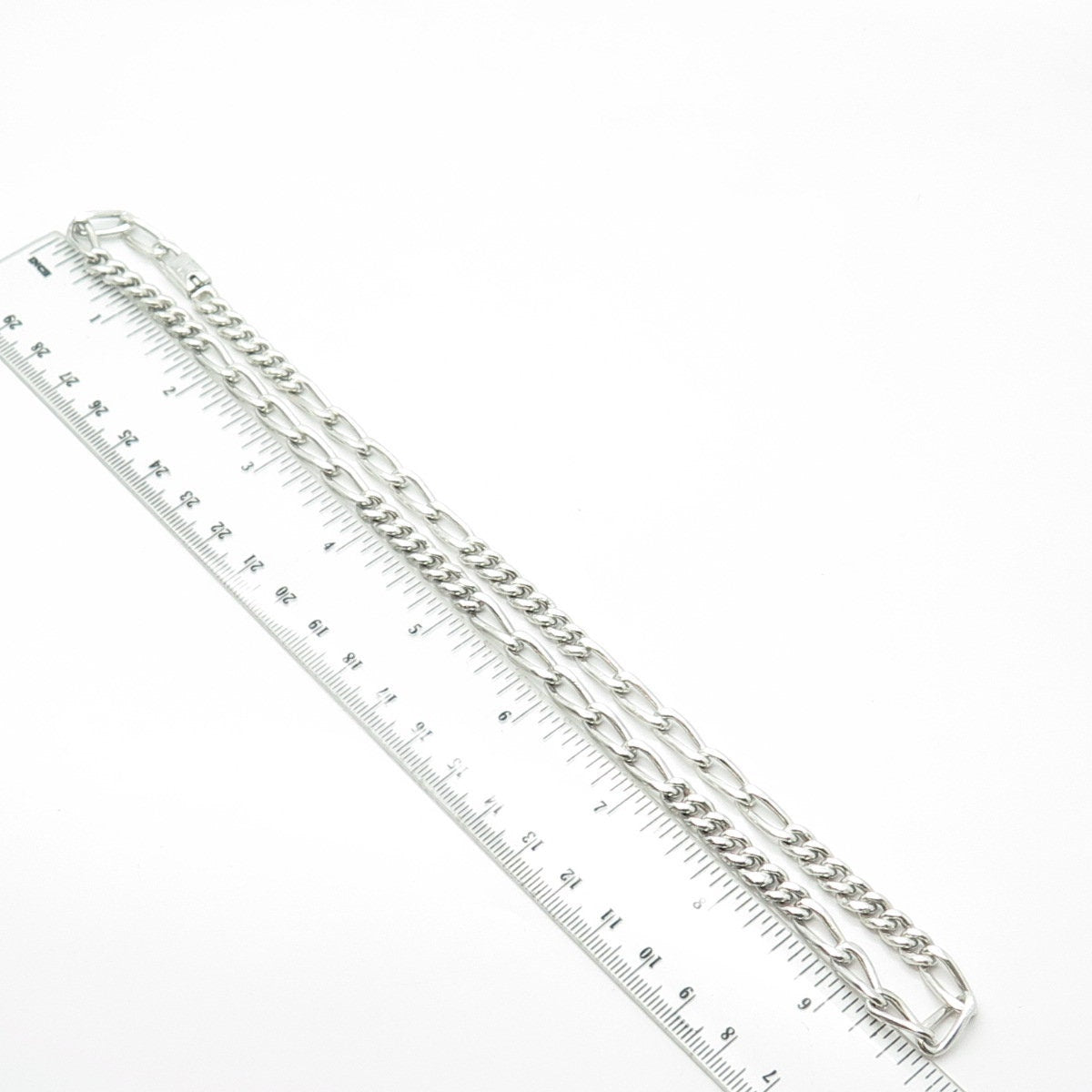 925 Sterling Silver Vintage Mexico Figaro Chain Necklace 20"