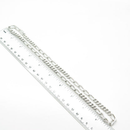 925 Sterling Silver Vintage Mexico Figaro Chain Necklace 20"