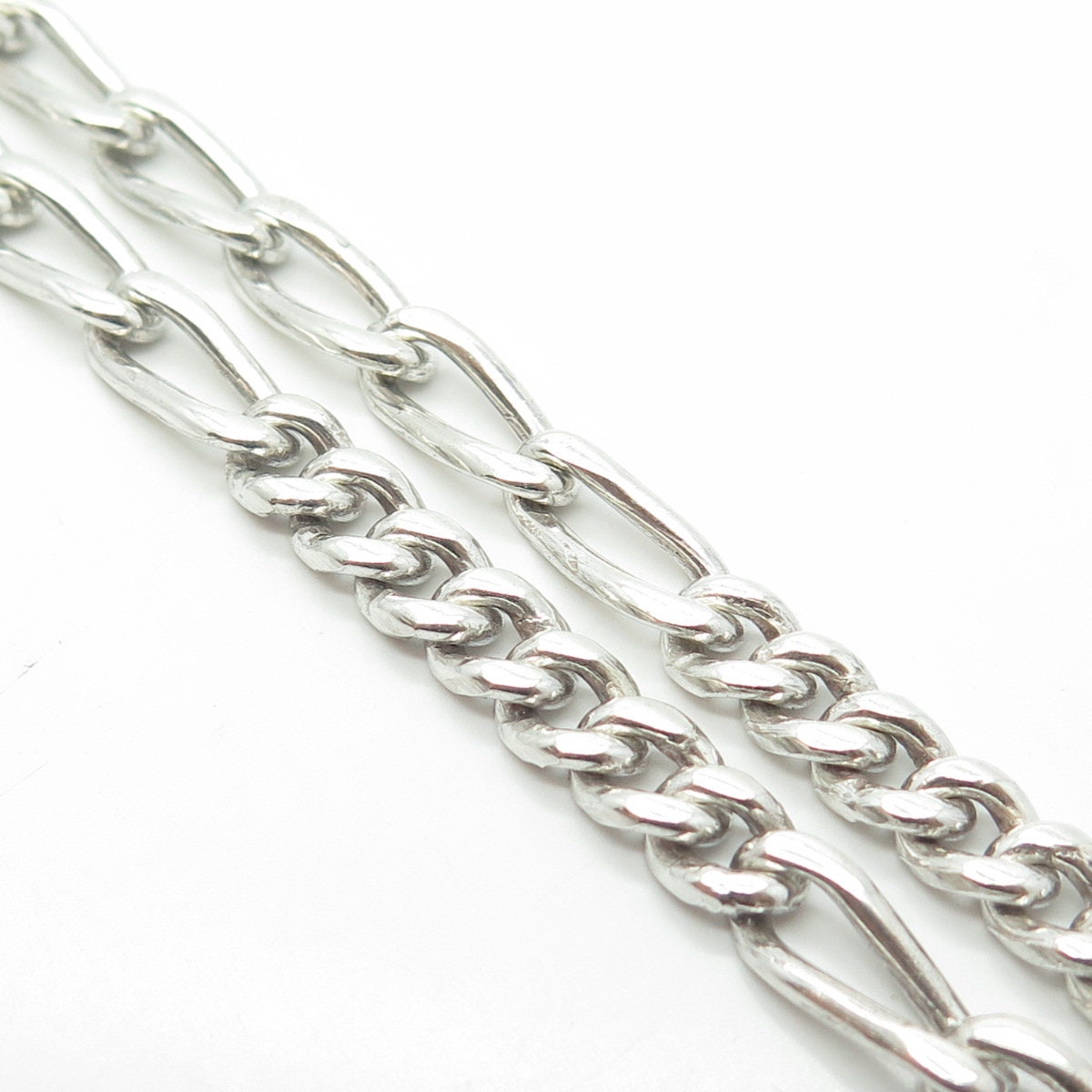 925 Sterling Silver Vintage Mexico Figaro Chain Necklace 20"