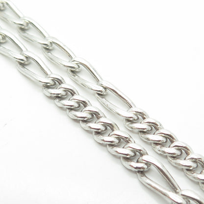 925 Sterling Silver Vintage Mexico Figaro Chain Necklace 20"