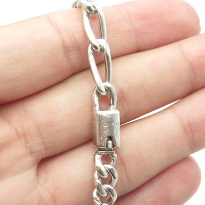 925 Sterling Silver Vintage Mexico Figaro Chain Necklace 20"