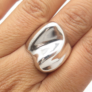 925 Sterling Silver Vintage Mexico Puffy Modernist Ring Size 7.25