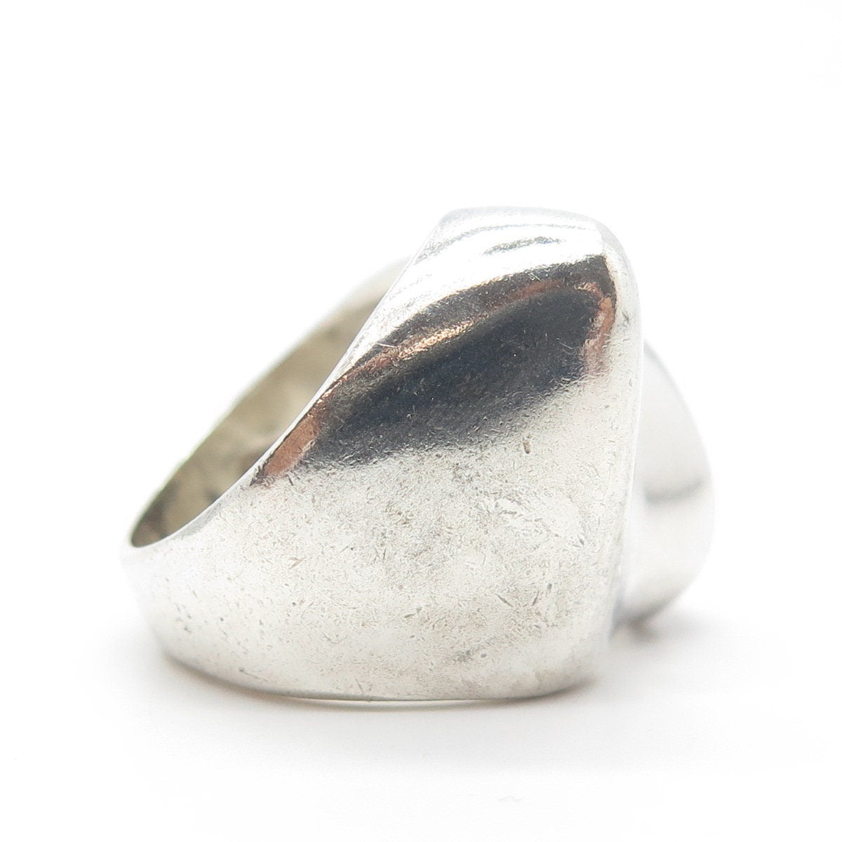 925 Sterling Silver Vintage Mexico Puffy Modernist Ring Size 7.25