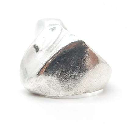 925 Sterling Silver Vintage Mexico Puffy Modernist Ring Size 7.25