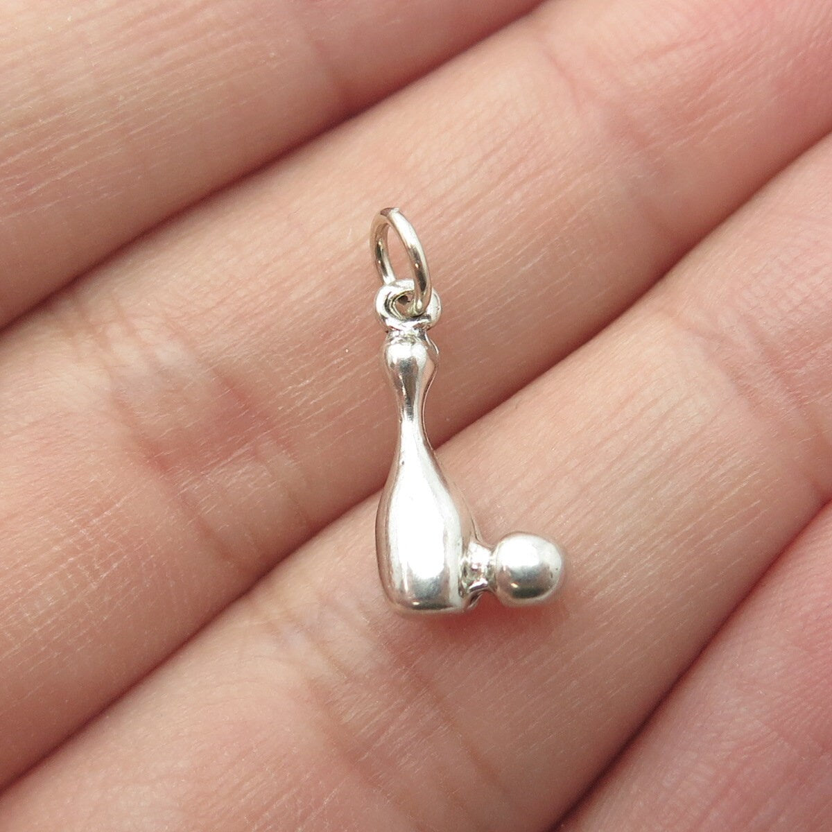 925 Sterling Silver Vintage Bowling Ball & Pin Charm Pendant