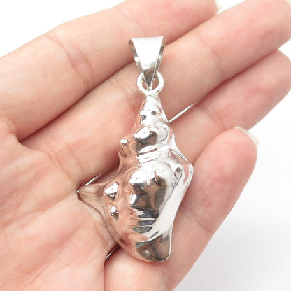 925 Sterling Silver Vintage Mexico Seashell Pendant