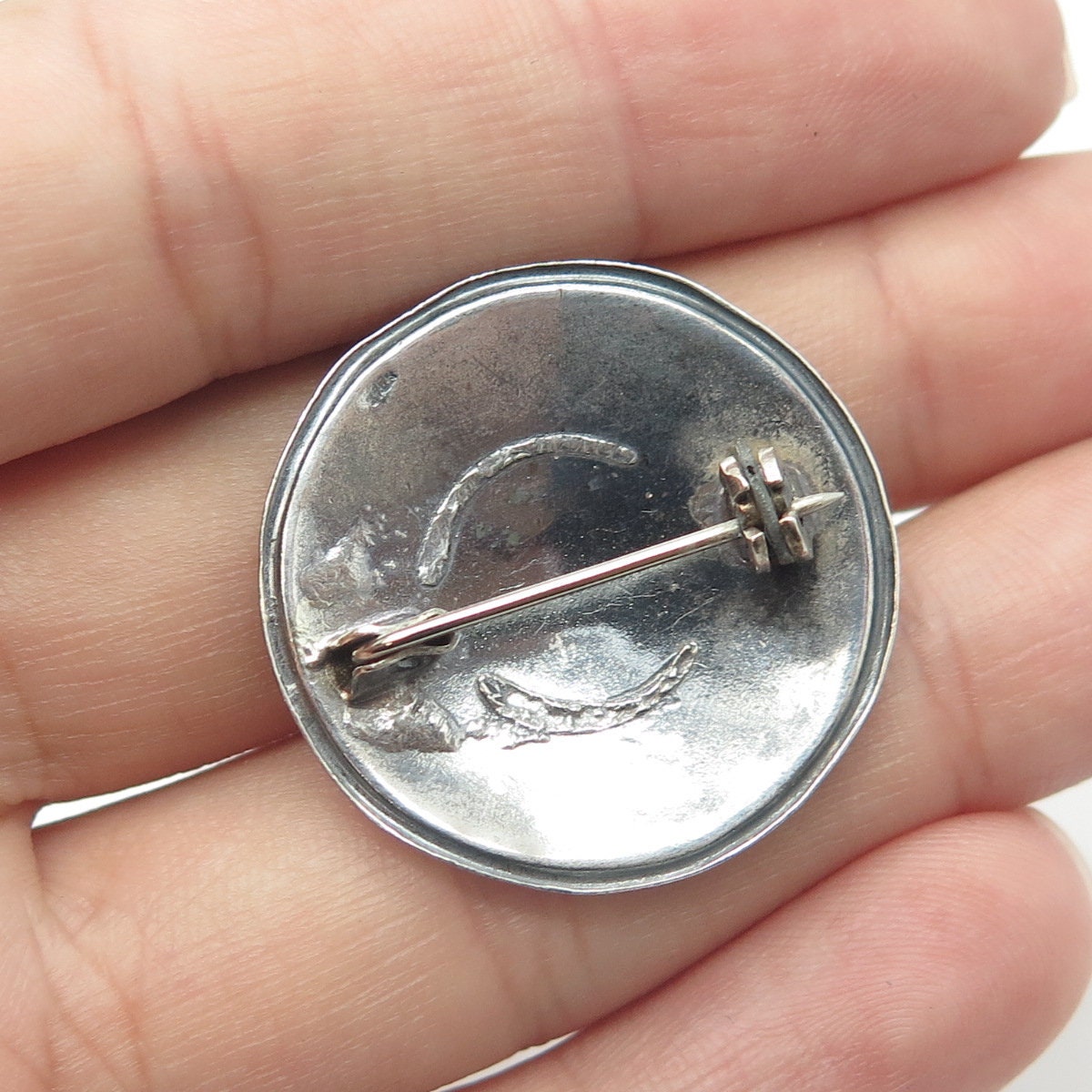 925 Sterling Silver Vintage Swirl Filigree Victorian Style Oxidized Pin Brooch