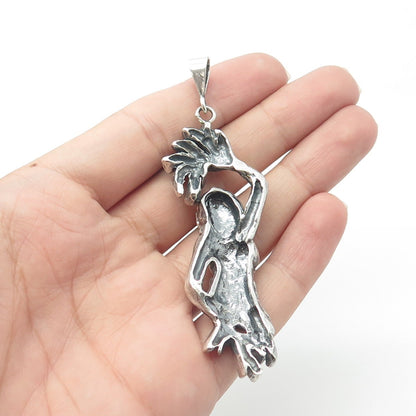 925 Sterling Silver Vintage Earth Goddess Oxidized Pendant