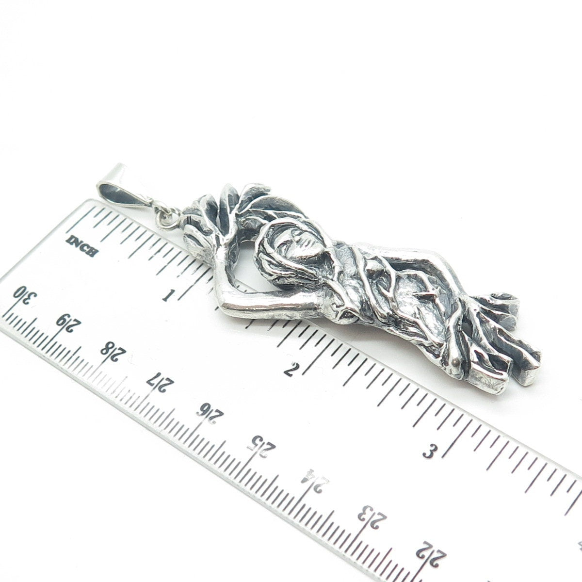925 Sterling Silver Vintage Earth Goddess Oxidized Pendant
