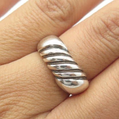 BEE 925 Sterling Silver Vintage Twisted Ribbed Dome Ring Size 6.5