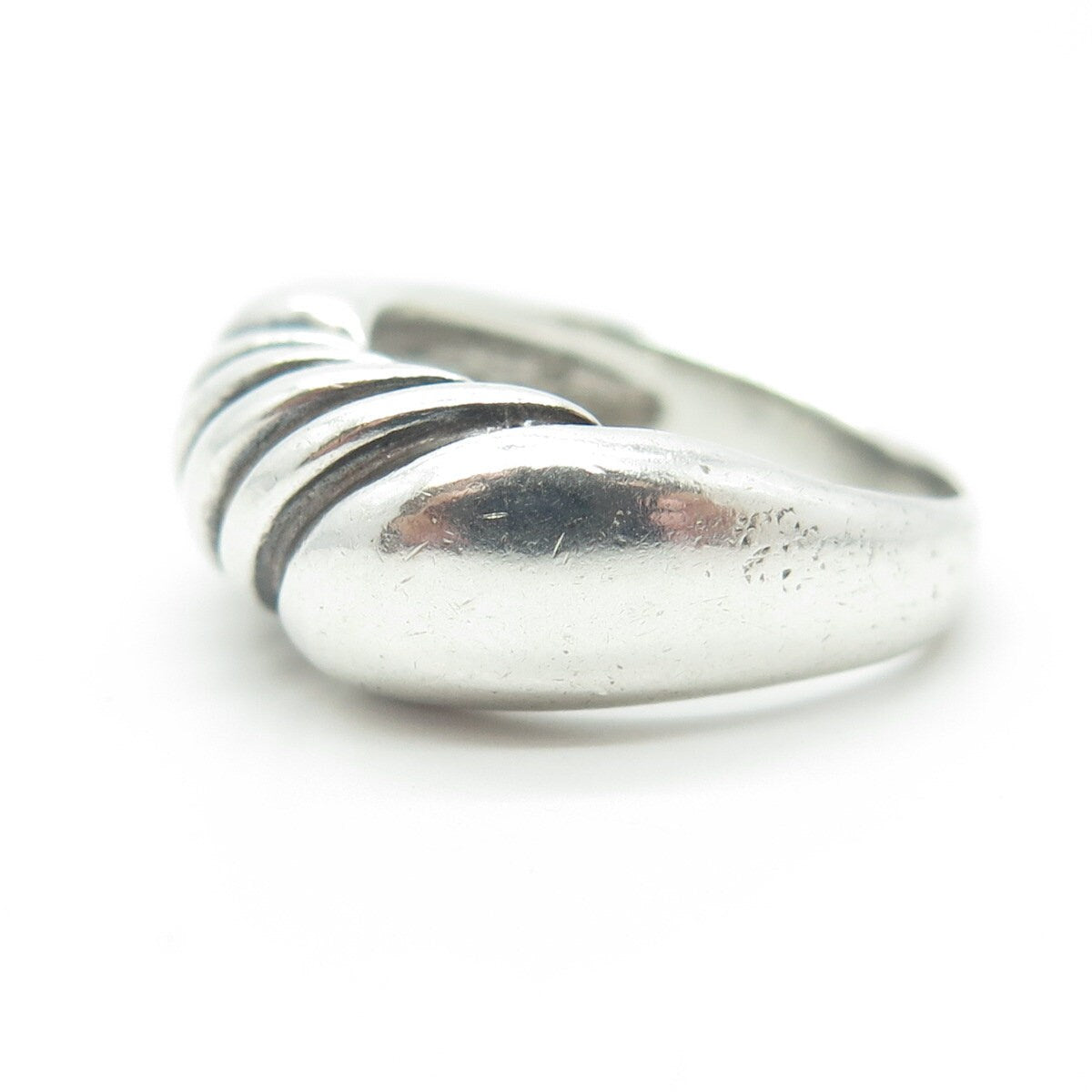 BEE 925 Sterling Silver Vintage Twisted Ribbed Dome Ring Size 6.5