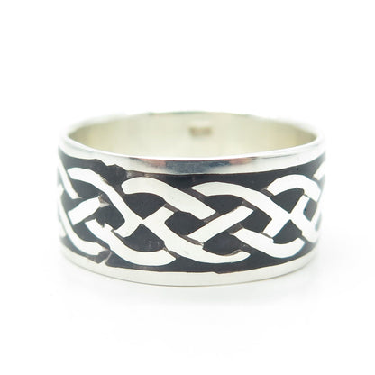 925 Sterling Silver Enamel Celtic Band Size 15