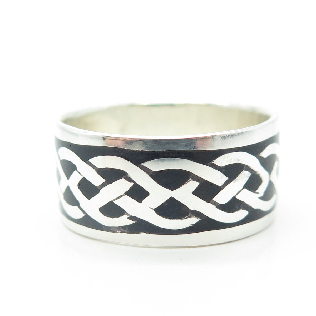 925 Sterling Silver Enamel Celtic Band Size 15