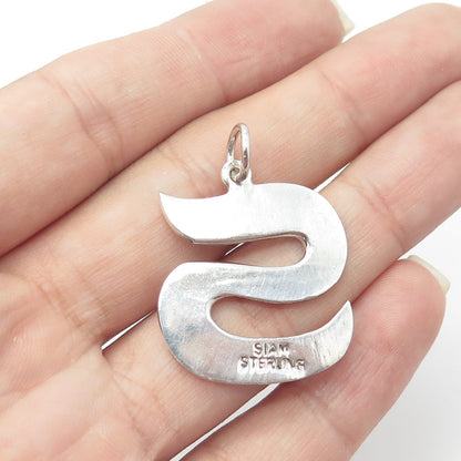 SIAM 925 Sterling Silver Vintage Letter "S" Initial Textured Pendant