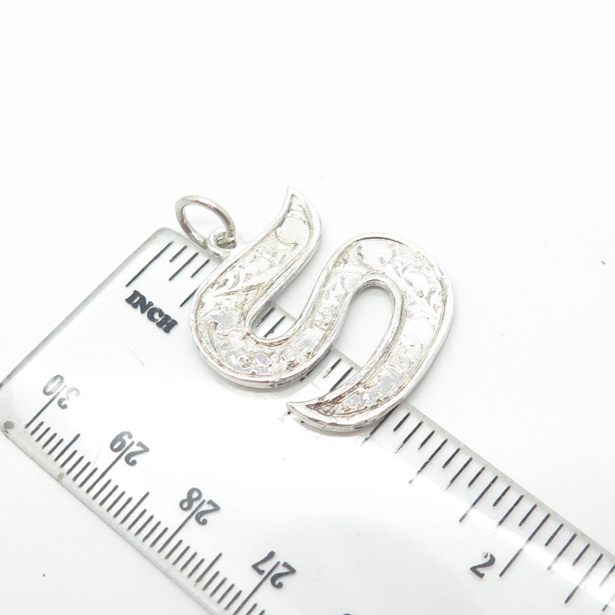 SIAM 925 Sterling Silver Vintage Letter "S" Initial Textured Pendant