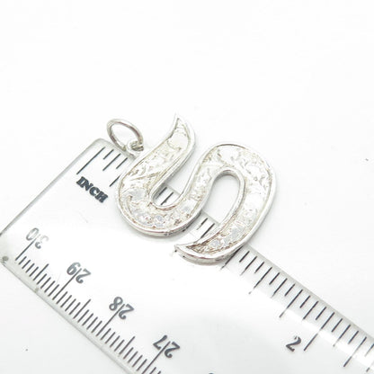 SIAM 925 Sterling Silver Vintage Letter "S" Initial Textured Pendant