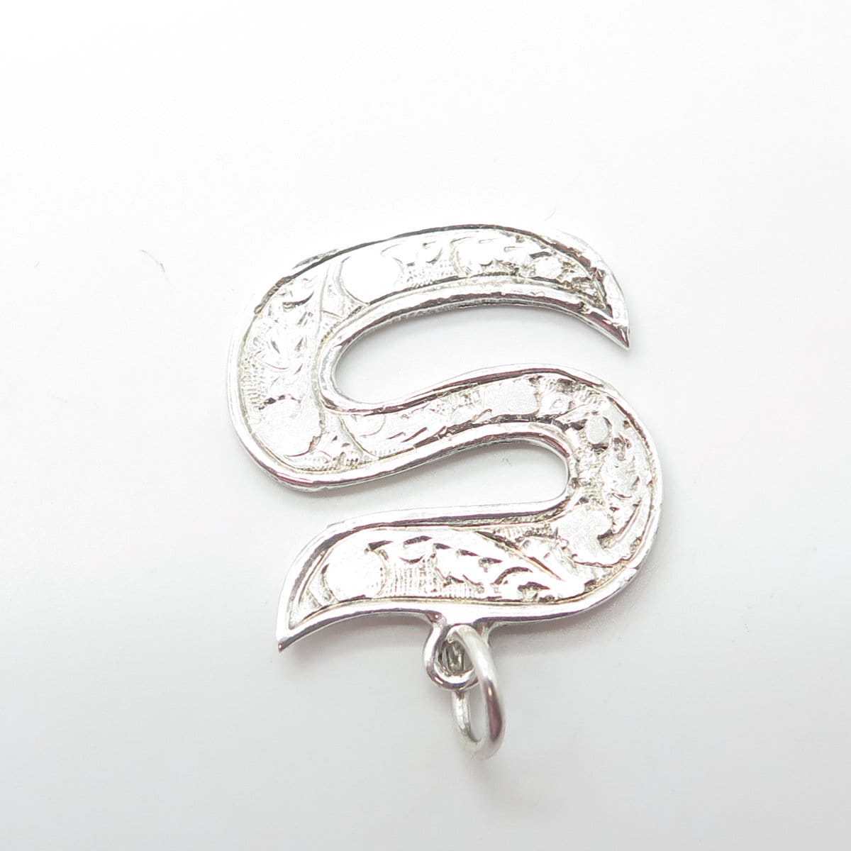 SIAM 925 Sterling Silver Vintage Letter "S" Initial Textured Pendant