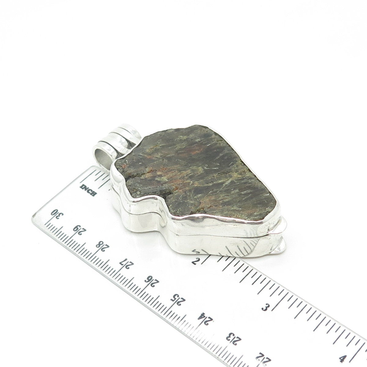 925 Sterling Silver Vintage Real Rutilated Quartz Gem Stone Form Openable Box