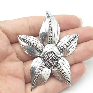 DUARTE 925 Sterling Silver Vintage Dogwood Flower Beaded Pin Brooch