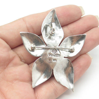 DUARTE 925 Sterling Silver Vintage Dogwood Flower Beaded Pin Brooch