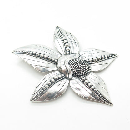 DUARTE 925 Sterling Silver Vintage Dogwood Flower Beaded Pin Brooch