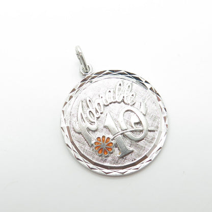 GRIFFITH & SONS CO. 925 Sterling Silver Vintage Enamel Adorable 10 Round Pendant