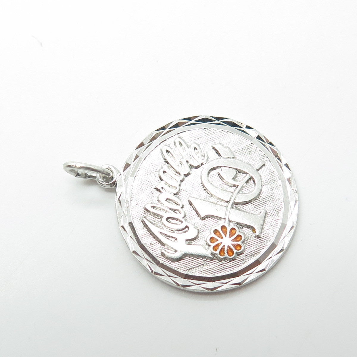 GRIFFITH & SONS CO. 925 Sterling Silver Vintage Enamel Adorable 10 Round Pendant