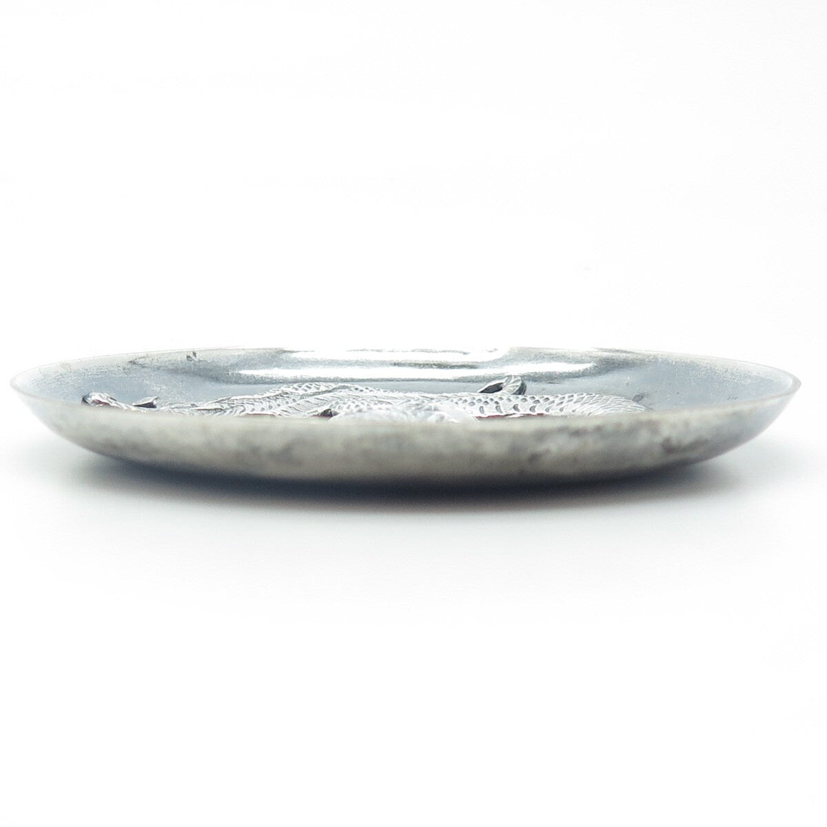 Chinese Export 925 Sterling Silver Antique Art Deco Royal Dragon Dish Plate
