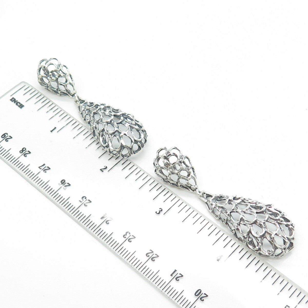 925 Sterling Silver Vintage Ornate Dangling Earrings