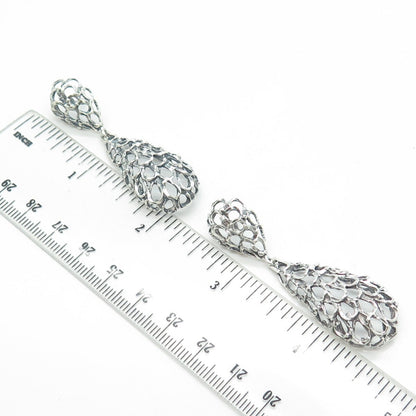 925 Sterling Silver Vintage Ornate Dangling Earrings