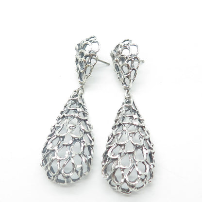 925 Sterling Silver Vintage Ornate Dangling Earrings