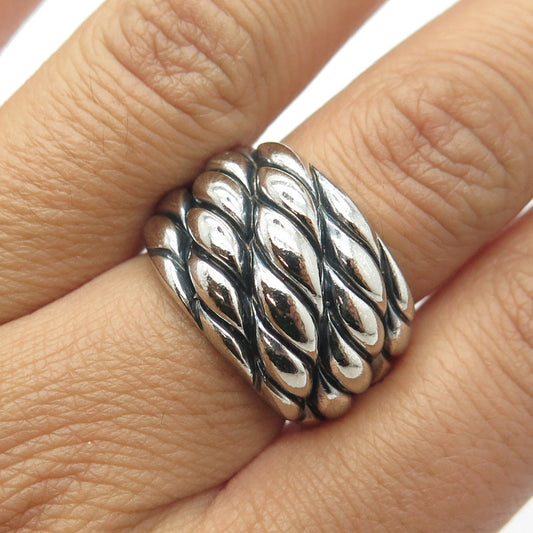 MILOR 925 Sterling Silver Vintage Italy Wide Oxidized Ring Size 7.25