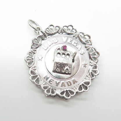 925 Sterling Silver Antique Art Deco Rhinestone Las Vegas Nevada Casino Pendant