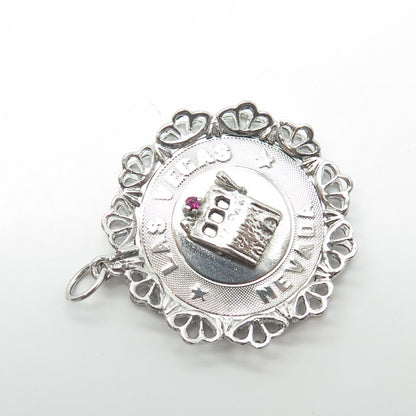 925 Sterling Silver Antique Art Deco Rhinestone Las Vegas Nevada Casino Pendant