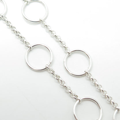 925 Sterling Silver Vintage Italy Circle By The Yard Rolo Chain Necklace 16"