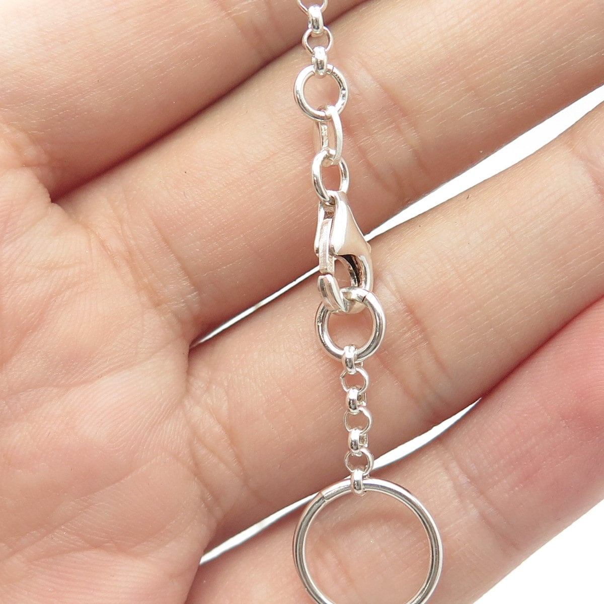 925 Sterling Silver Vintage Italy Circle By The Yard Rolo Chain Necklace 16"