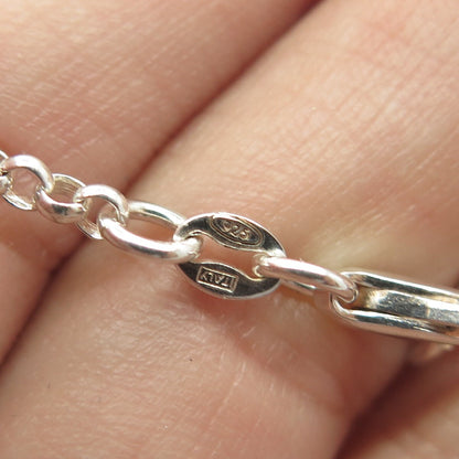 925 Sterling Silver Vintage Italy Circle By The Yard Rolo Chain Necklace 16"