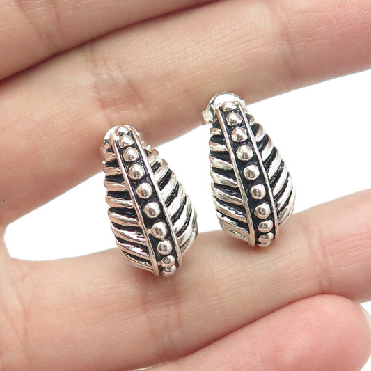 J. ESPOSITO 925 Sterling Silver Vintage Beaded Ribbed Earrings