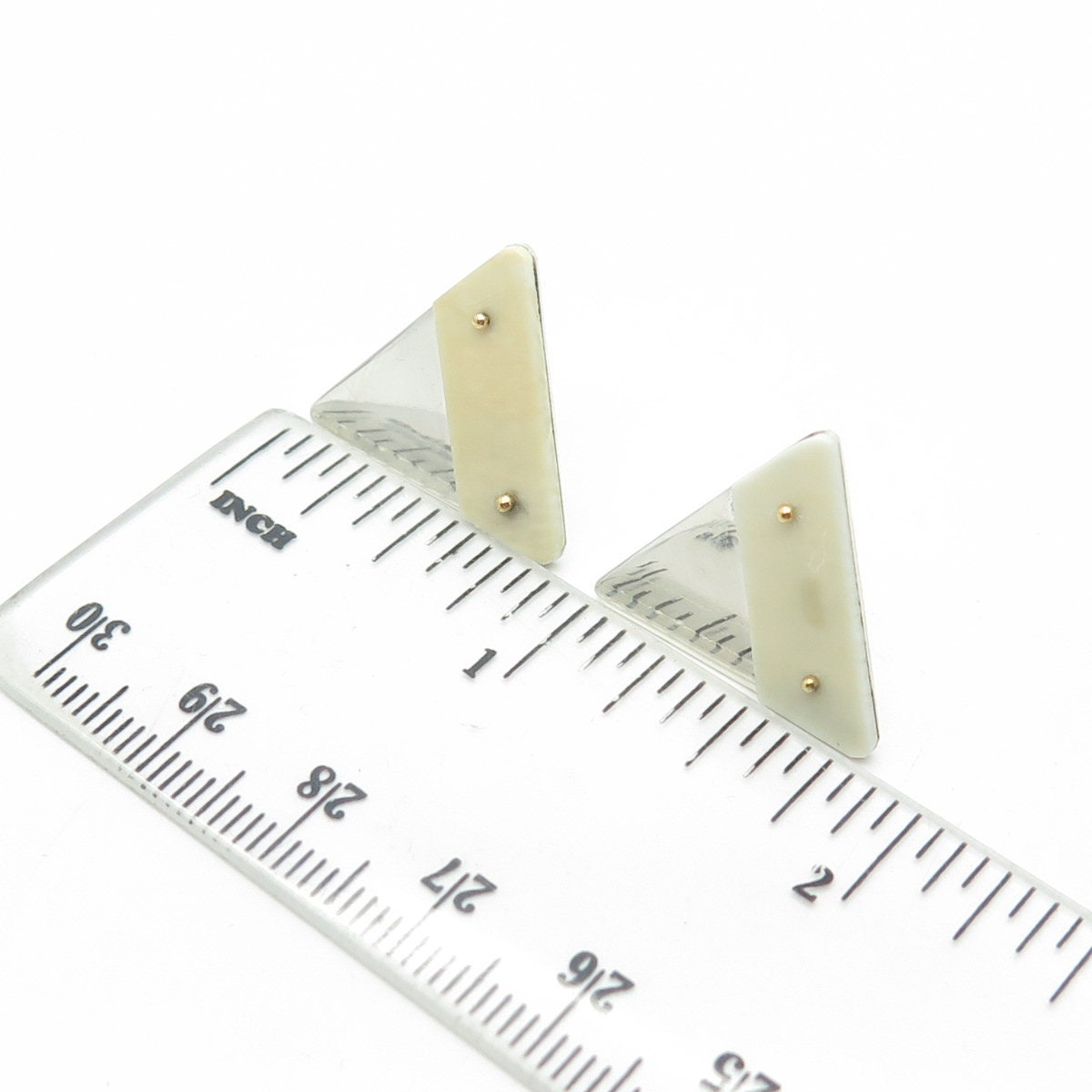 VICTOR ALFARO 925 Sterling Silver Vintage Triangle Modernist Earrings