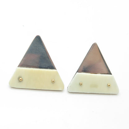 VICTOR ALFARO 925 Sterling Silver Vintage Triangle Modernist Earrings